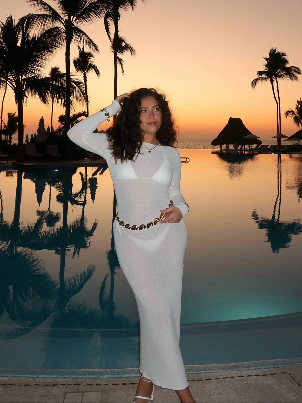 Miss Lola MAIN EVENT KNIT MAXI DRESS - WHITE